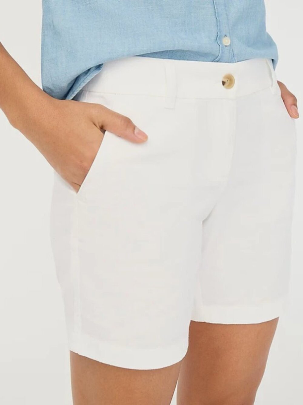 J. Crew Classic Chino Shorts 100% Cotton 7 inch Inseam White Size 6